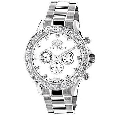 Luxurman Diamond 0.2ct White Gold Plated White MOP Liberty