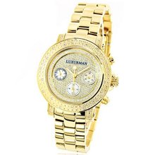 Luxurman Ladies Diamond 0.3ct Yellow Gold Plated