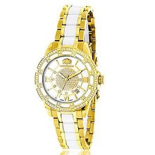 Luxurman Ladies Diamond Ceramic 1.25ct White MOP Galaxy Yellow
