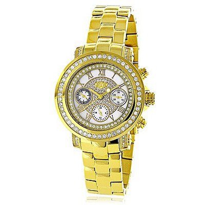 Luxurman Montana Ladies Diamond 2ct Yellow Gold Plated Pink MOP