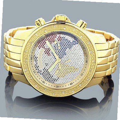 Luxurman World Map Diamond 0.25ct Yellow Gold