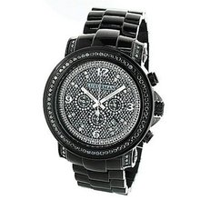 Oversized Black Diamond Iced Out Luxurman w Chronograph