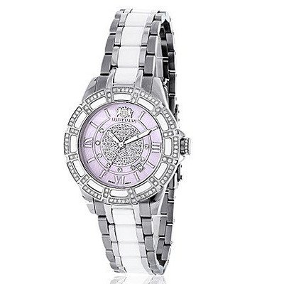 White Ceramic Diamond 1.25ct Pink MOP Luxurman Galaxy