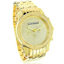 Yellow Gold Tone with Diamonds 0.50ct Luxurman