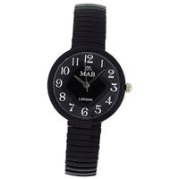 Mab London Black Dome Shaped Dial Ladies Expander Strap EXPS9