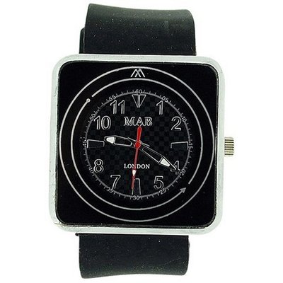 Mab London Black Square Dial Black Rubber Strap Ladies Unisex MRU1