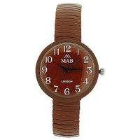 Mab London Chocolate Brown Dome Shaped Dial Ladies Expander Strap EXPS17