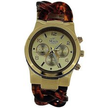 Mab London Chrono Effect Gold Tone Shell Link Bracelet Strap Ladies MPC1