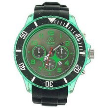 Mab London Gents Chrono Effect Silver Dial Calendar Black Rubber Strap