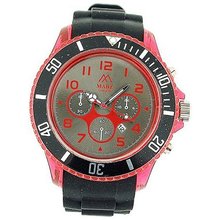 Mab London Gents Chrono Effect Silver Dial Calendar Black Rubber Strap