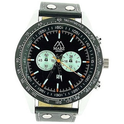 Mab London Gents Translucent Black Dial Date & Black Leather Strap Casual