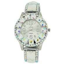 Mab London Ladies Silver Dial & AB Crystal Set Bezel & Strap Dress