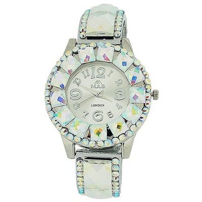 Mab London Ladies Silver Dial & AB Crystal Set Bezel & Strap Dress
