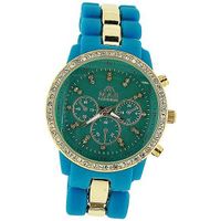 Mab London Ladies Turquoise Dial Turquoise & Gold Tone Rubberised Strap
