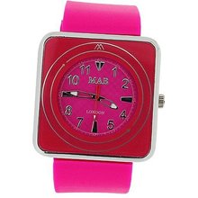Mab London Pink Square Dial Pink Rubber Strap Ladies Unisex MRU1
