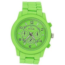 Mab London Unisex Chrono Effect Apple Green Dial & Rubberised Metal Strap