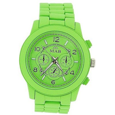 Mab London Unisex Chrono Effect Apple Green Dial & Rubberised Metal Strap