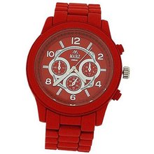Mab London Unisex Chrono Effect Matt Red Dial & Rubberised Metal Strap