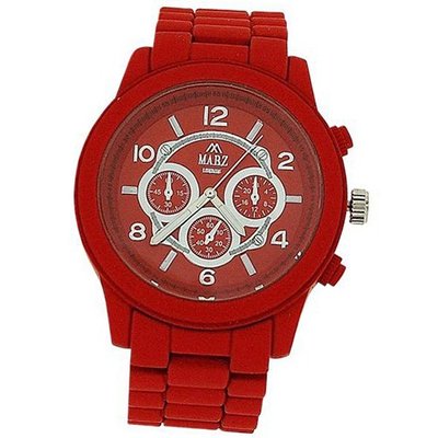 Mab London Unisex Chrono Effect Matt Red Dial & Rubberised Metal Strap