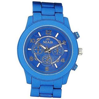 Mab London Unisex Chrono Effect Royal Blue Dial & Rubberised Metal Strap