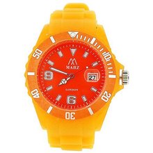 Mab London Unisex Glow In The Dark Orange Silicone Strap Time