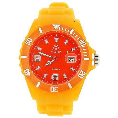 Mab London Unisex Glow In The Dark Orange Silicone Strap Time