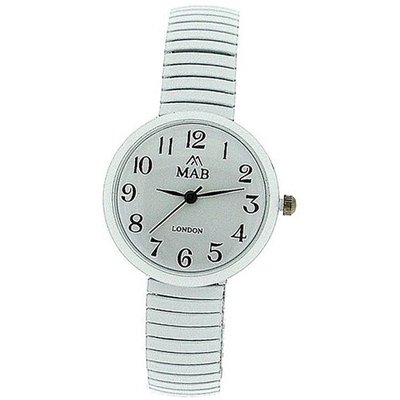 Mab London White Dome Shaped Dial Ladies Expander Strap EXPS12