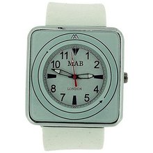 Mab London White Square Dial White Rubber Strap Ladies Unisex MRU1
