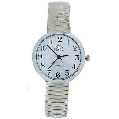 Mabz London Silver Tone Dome Shape White Dial Ladies Expander Strap EXPS26