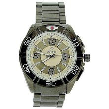 uMAB London Mab London Gents Calendar White & Silver Dial Gun-Metal Case & Metal Strap 