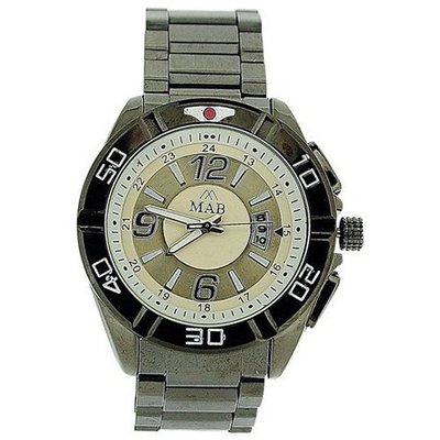 uMAB London Mab London Gents Calendar White & Silver Dial Gun-Metal Case & Metal Strap 