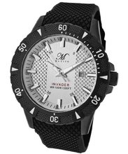 Invader Round Case Color: Black, Strap Color: Black, Dial Color: Silver