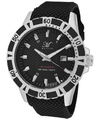 Invader Round Dial Color: Black, Strap Color: Black, Case Color: Black / White