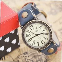 MagicPiece Handmade Vintage Style Leather For  Big Dial Cow Leather of Vintage Style in 5 Colors: Blue
