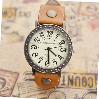 MagicPiece Handmade Vintage Style Leather For  Big Dial Cow Leather of Vintage Style in 5 Colors: Light Brown