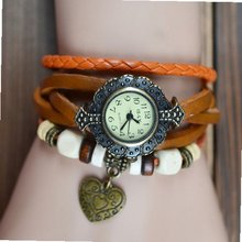 MagicPiece Handmade Vintage Style Leather For  Heart Pendant and Wooden Beads in 5 Colors: Yellow