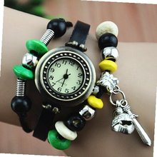 MagicPiece Handmade Vintage Style Leather For  Helmet and Sword Pendant and Wooden Beads