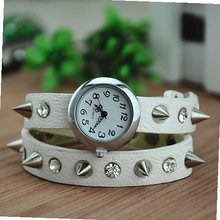 MagicPiece Handmade Vintage Style Leather For  Rivetand Rhinestone Belt in 5 Colors: White