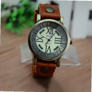 MagicPiece Handmade Vintage Style Leather For  Round Dial in 5 Colors: Brown
