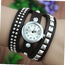 MagicPiece Handmade Vintage Style Leather For  Square and Round Rivet Thin Belt in 4 Colors: Brown