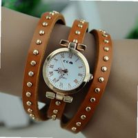 MagicPiece Handmade Vintage Style Leather For  Triple Wraps Leather Round Shape with Round Rivet in 3 Colors: Yellow