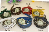 MagicPiece Handmade Vintage Style Leather For  Triple Wraps Leather with Square Rivets in 7 Colors: White