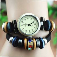 umagicpieceswatches MagicPiece Handmade Vintage Style Leather For  Color Rhinestone Ring Charm and Wooden Beads 