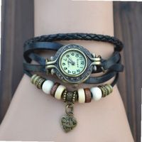 umagicpieceswatches MagicPiece Handmade Vintage Style Leather For  Small Heart Pendant and Wooden Beads in 4 Colors: Black 