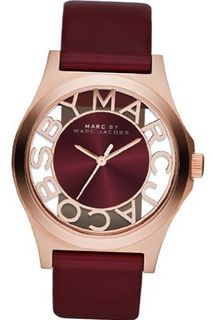 Marc by Marc Jacobs MBM1274 Maroon Rose Gold Henry Skeleton