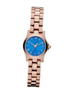 Marc Jacobs Henry Dinky Blue Dial Rose Gold-Tone Stainless Steel Ladies MBM3204
