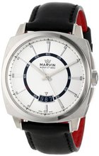 Marvin M022.13.31.64 Malton 160 Cushion Silver Dial Black Leather Strap