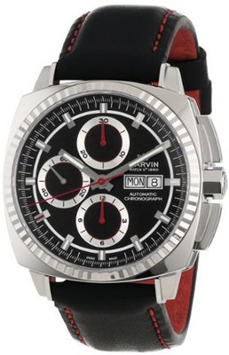 Marvin M118.15.41.64 Malton 160 Cushion Automatic Chronograph Day and Date Black Dial and 46-Hour Power Reserve