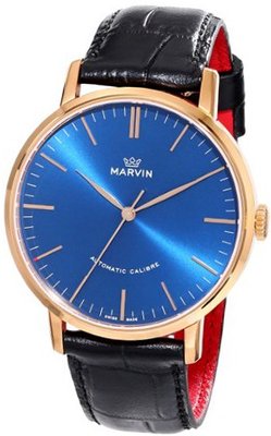 Marvin M125.53.51.74 Origin Blue Dial Rose Gold Accents Black Crocodile Print Strap
