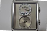 Marvin Malton 160 Rectangular Flying Hour Swiss Made Black Leather